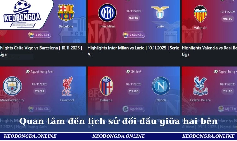 Cá Độ Bóng Đá Qua Mạng - Trải Nghiệm Độc Đáo, Cơ Hội Kiếm Lời Hấp Dẫn 2 Quan tâm đến lịch sử đối đầu giữa hai bên