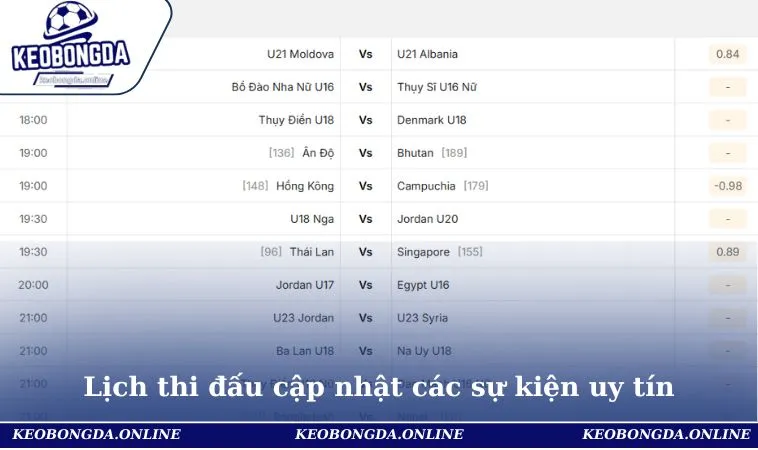 Lịch Thi Đấu 2 Lịch thi đấu cập nhật các sự kiện uy tín